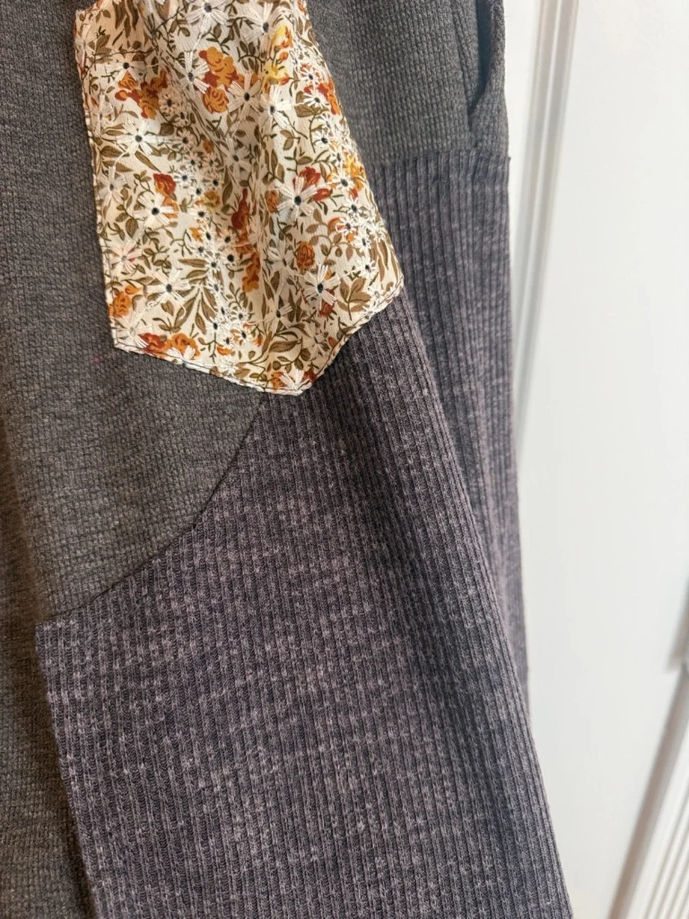 POL Gray Jogger Pants with Blue Patchwork and Floral Drawstrings - Picture 15 of 17